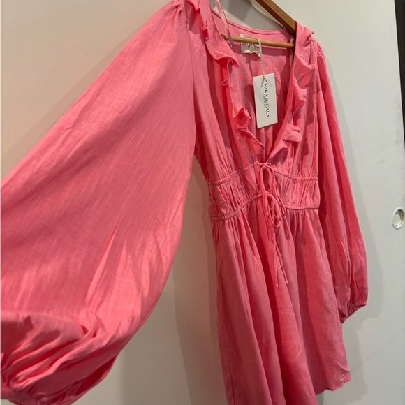 Pink Ruffled Midi Dress - Picture 3 of 7